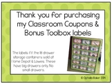 Editable Classroom coupons & storage labels