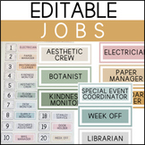 Editable Clean Boho Classroom Jobs - With Descriptions & N