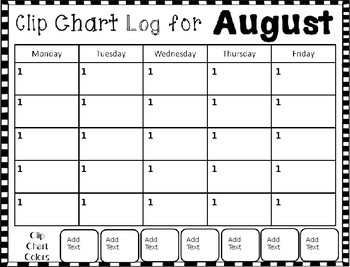 editable clip chart calendar log by elisa pena tpt