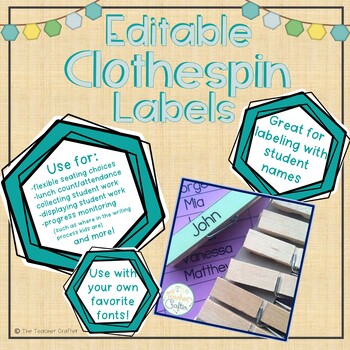 Preview of Editable Clothespin Labels