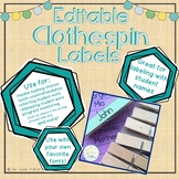 Editable Clothespin Labels