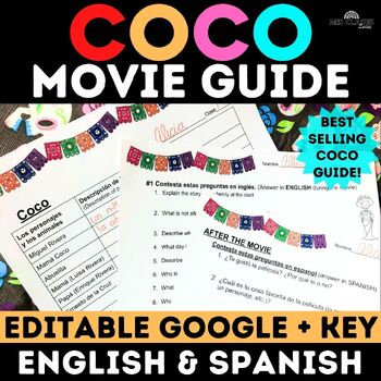 Preview of Editable Coco Movie Guide Spanish Day of the Dead Worksheet día de los muertos