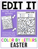 Editable Color By Code - Letters or Numbers - Easter -Prin