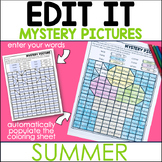 Editable Color By Sight Word Mystery Pictures - Summer- Di