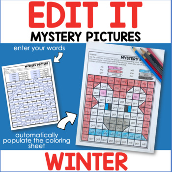 Preview of Editable Color By Sight Word Mystery Pictures - Winter (Enter and Print)