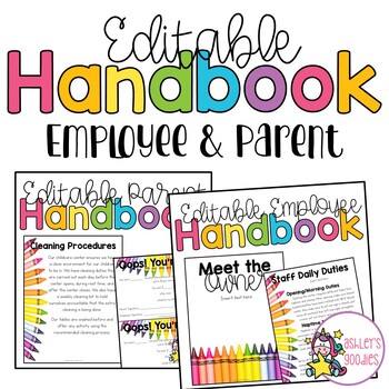 Preview of Editable Color Childcare Employee and Parent Handbook BUNDLE