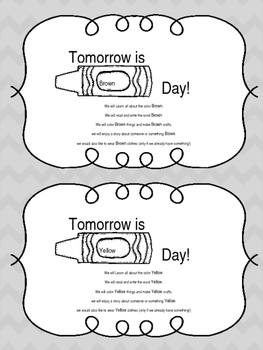 Preview of Editable Color Day Notes