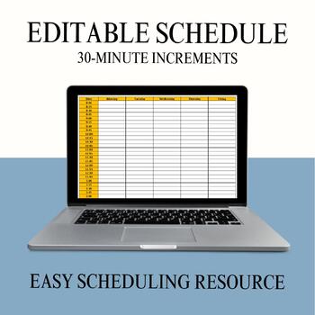 Preview of Editable Color ST, OT, PT Schedule (15, 20, 30-minute increments)
