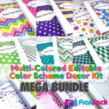Preview of Editable Color Scheme Decor Kit Mega Bundle | Multi Colored