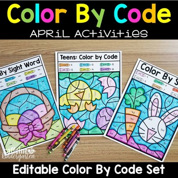 Preview of Editable Color by Code April - Easter Earth Day Spring