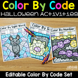 Editable Color by Code Halloween