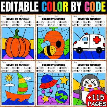 Preview of Summer End Of The Year Coloring Pages Editable Color by Code Number Or Word