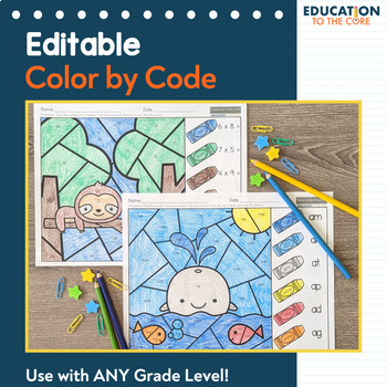 Preview of Editable Color by Code | Skills Practice for Any Content Area