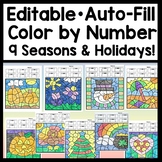 Color by Number-Editable! {Bundle 9 Seasons & Holidays!}