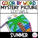 Color by Sight Word Summer Coloring Sheets Editable Hidden