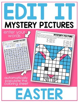 Preview of Editable Color by Sight Word Mystery Pictures - Easter - Distance Learning
