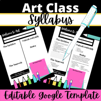 Preview of Editable Colorful Art Class Syllabus Template in Google Slides