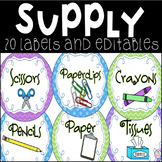 Editable Colorful Classroom Supply Labels