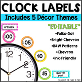 Editable, Colorful Clock Labels - 5 Design Themes - Tellin