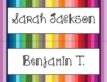 Editable Colorful Desk Nameplates - Editable PDF - Just type the names!