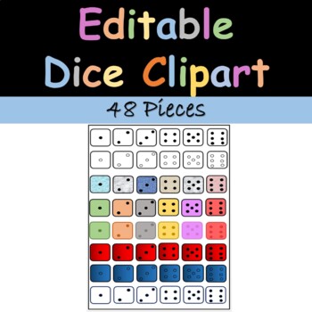 Preview of Editable Colorful Dice Clipart - 48 pieces