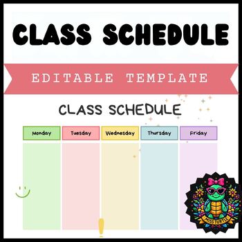 Preview of Editable Colorful and Fun Class Schedule Template for Teachers and Students