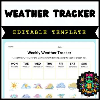 Preview of Editable Colorful and Fun ‘Weekly Weather Tracker’ 2024 google Template