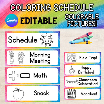 Editable Coloring Theme Schedule Canva Template Primary Font Pictures ...