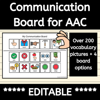Preview of Editable Communication Board for Non Verbal and Autism with Basic Low Tech AAC