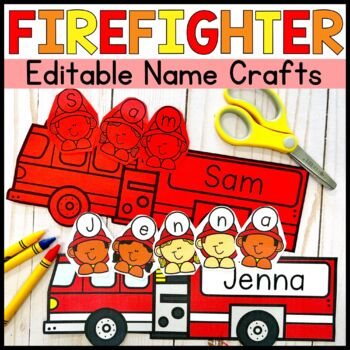 Preview of Editable Community Helper Name Craft Firefighter