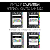 Editable Composition and Spiral Notebook Covers with Divid