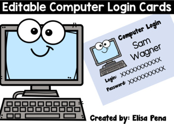 Preview of Editable Computer Login Cards