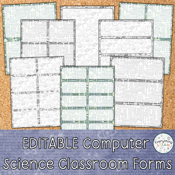 Preview of Editable Computer Science Classroom Forms | Science Classroom Form Templates