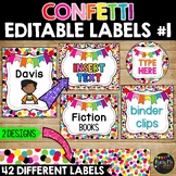 Editable Confetti Labels Rainbow Polka Dots 30 Different L