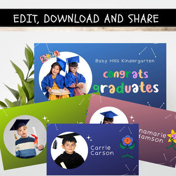 Preview of Editable Congratulations Kindergarten Graduation Slides Video, Graduation Video