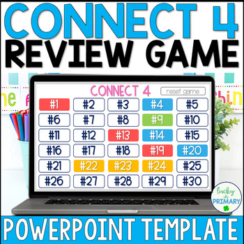 Preview of Connect Four Review Game Template Editable Interactive Powerpoint | Test Prep