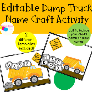 Preview of Editable Construction Dump Truck Name Craft Activity