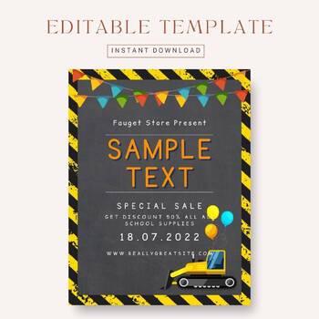 Preview of Editable Construction theme flyer
