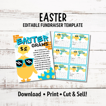 Preview of Editable Cool Chick Easter Candy Gram Fundraiser Flyer | Candy Gram Fundraiser