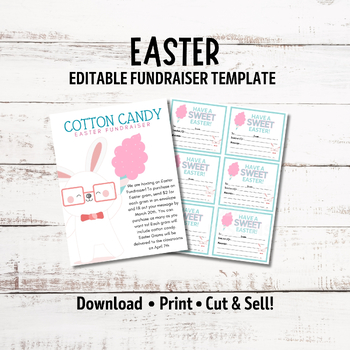 Preview of Editable Cotton Candy Fundraiser Flyer Template, Easter Bunny Cotton Candy Gram