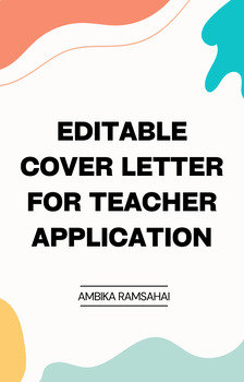 Preview of Editable Cover Letter for Teacher Job Application