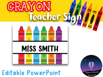 Preview of Editable Crayons Teacher Name Sign - Font Included