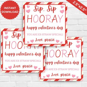 Valentine Crazy Straw Tags - Heart Cards to Celebrate Valentine's Day