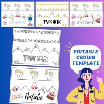 Preview of Editable Crown Template on Canva: for Birthday Party and Student of the Month