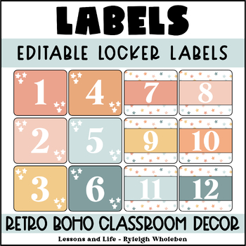 Christmas Name Tags - Editable Locker Labels or Cubby Tags - Retro