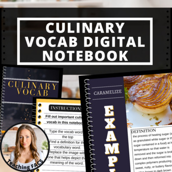 Preview of Editable Culinary Vocab Digital Notebook [FACS, FCS]