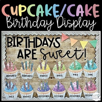 Cake or Cupcakes Birthday Display - Happy Birthday Bulletin Board ...
