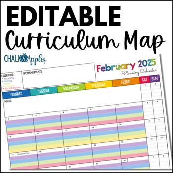 Preview of Editable Curriculum Map Template - School Year Curriculum Planning Calendar