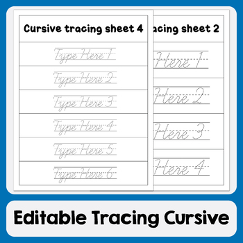 Preview of Editable Tracing Cursive Sentences & Names For Handwriting Practice Worksheets
