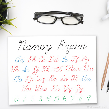 Preview of Editable Cursive Writing Worksheet, Printable Script Handwriting-Name & Alphabet